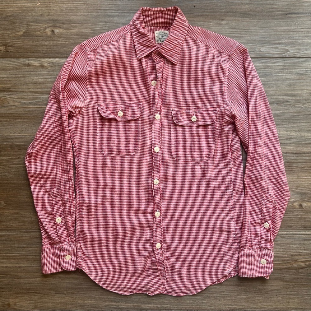 J. Crew | Red/White Checked Lightweight Work Shirt (X-Small)